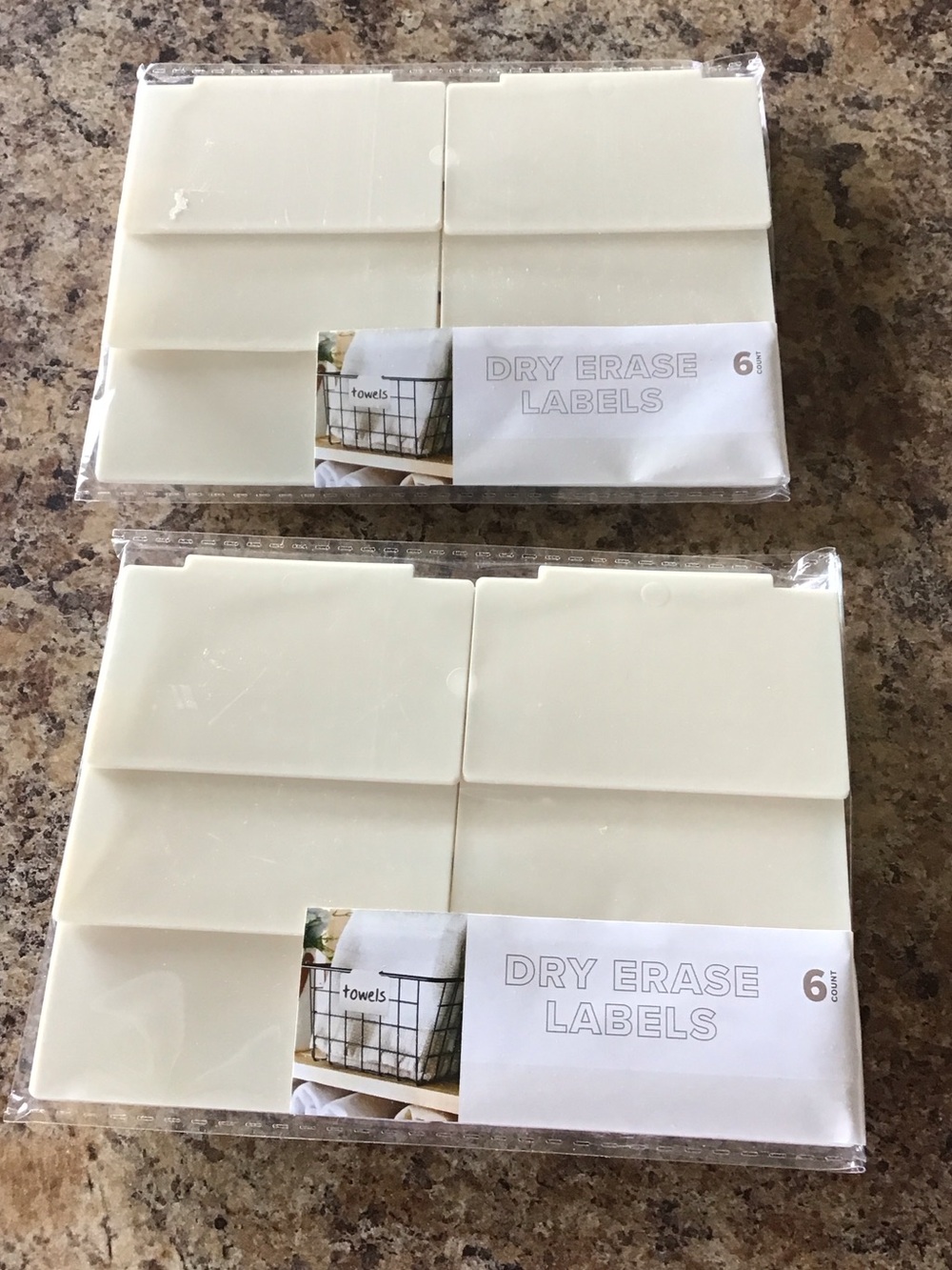Dry Erase Labels - White Reusable Organization Labels (6 Pack)
